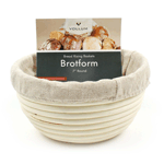 Vollum Brotform Round Proofing Basket with Linen, 7" Diameter x 3.5" High, .5 lb