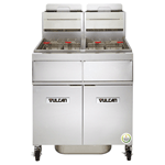 Vulcan 2TR65AF Freestanding Natural Gas Fryer - 130 lb. Oil Cap. w/ Solid State Analog Knob Control