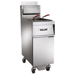 Vulcan 1TR45AF-1 Freestanding Natural Gas Fryer 45 lb. Oil Cap. w/ Solid State Analog Knob Control