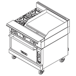 Vulcan V2BG24B Heavy Duty Gas Range 36", 2 Burners, 24" Manual Griddle - Cabinet Base