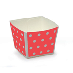 Welcome Home Brands Modern Cube Paper Baking Cup, Coral with White Dots, 1.6" x 1.6" x 1.6" High, Pack of 50