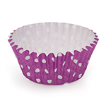 Welcome Home Brands Polka Dot Purple Ruffled Cupcake Cup, 2" Dia. x 1.2" High, Case of 1800