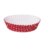 Welcome Home Brands Red with White Dots Ruffled Mini Paper Baking Pan, 3.9" Dia. x 1.2" High, Case of 1500