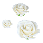 White Garden Roses Gumpaste Flowers - Set of 6