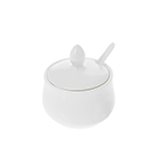 Wilmax WL-996083 / A Fine Porcelain 4 Oz (130 ml) Mustard Pot with Spoon