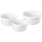 Wilmax WL-996122/3C Fine Porcelain 3-Pc Ramekin Set - 3.5" x 1.5"H, 4" x 2"H and 4.5" x 2''H