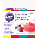 Wilton Food Color Icing Primary Colors. Four 1/2 oz. Jars