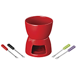 Wilton Red Ceramic Fondue Set