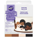 Wilton Rolled Fondant, Multi-Pak, 4 Natural Skin Colors: Light & Dark Brown, Pink, Black. Each Color: 4.4 oz. - 710-2314