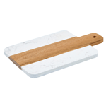 Winco 15-3/4" x 6" Marble and Wood Serving Board