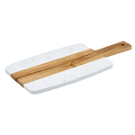 Winco 15" x 7" Marble and Wood Serving Board