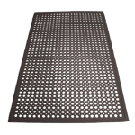Winco Beveled Edge Rubber Floor Mat, Black, 3 Feet x 5 Feet