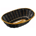 Winco Bread Basket Oval Black Vinyl Cord W/ Gold Trim - 9