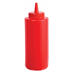 Winco Food Service Plastic Squeeze Bottle, Red - 12 oz