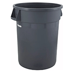 Winco Heavy Duty Gray Round Trash Can, 44 Gallon