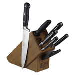Winco KFP-BLKA Acero 8-Piece Cutlery Set, Including Wooden Knife Block, Plus Kitchen Shears