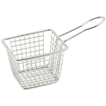 Winco Mini Rectangular Stainless Steel Fry Basket, 4" x 3" x 3"
