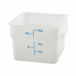 Winco PESC-12 Square Food Storage Container 12 Qt, White Polypropylene