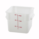 Winco PESC-6 Square Food Storage Container 6 Quart, White Polypropylene