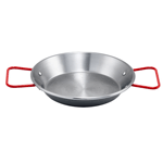 Winco Polished Carbon Steel Paella Pan With Riveted Handle, Made in Spain, 11