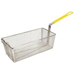 Winco Rectangular Fry Basket with Yellow Handle,  17