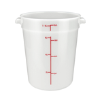 Winco Round White Polypropylene Food Storage Container, 8 Quart