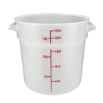 Winco Round White Polypropylene Food Storage Container, 18 Quart