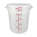 Winco Round White Polypropylene Food Storage Container, 22 Quart