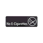 Winco SGN-335 Information Sign with Symbol, No E-Cigarettes, Black with White Imprint, 3