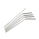 Winco Stainless Steel Curved Drinking Straw Set, 1/4" Dia. x 8-1/2"H, Set of 4