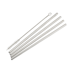 Winco Stainless Steel Straight Drinking Straw Set, 1/4" Dia. x 8-1/2"H, Set of 4