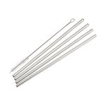 Winco Stainless Steel Straight Drinking Straw Set, 1/4