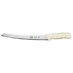 Winco Stal 9-1/2" White Curved Bread Knife