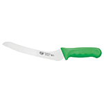 Winco Stal 9" Green Offset Bread Knife 