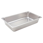 Winco Straight Sided Stainless Steel Full Size Steam Table Pan, 4" Deep