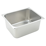 Winco Straight Sided Stainless Steel Half Size Steam Table Pan, 6" Deep