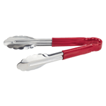 Winco Utility Tongs, Heavy Duty, with PVC Sleeve, 9" Red