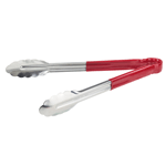 Winco Utility Tongs, Heavy Duty, with Vinyl Sleeve, 12"  Red