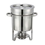 Winco 207 7 Quart Round Stainless Steel Soup Warmer Chafer Marmite with Cover