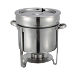 Winco 211 11 Quart Round Stainless Steel Soup Warmer Chafer Marmite with Cover