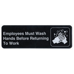 Winco Sign EMPLOYEES MUST WASH HANDS, Black w/ White Imprint