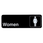 Winco Sign: WOMEN, Black with White Imprint, 3" x 9"