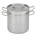 Winco SSDB-8 Stainless Steel Double Boiler with Cover 8qt