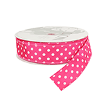 Wired Edge Hot Pink with White Dots Satin Ribbon, 1-1/2